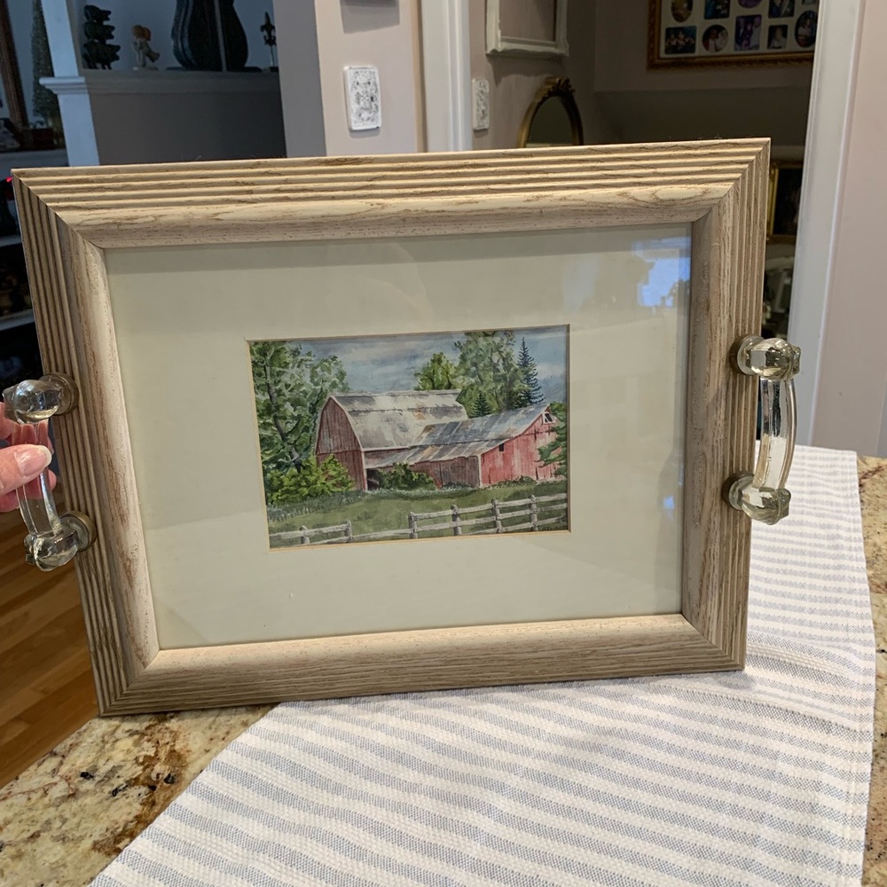 Vintage Picture Frame Tray with Handles